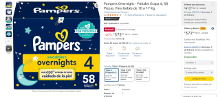 58 Pañales Pampers Overnight Etapa 4 en $372 | Descuento Amazon