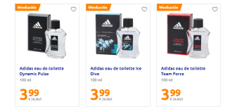 Diverse geuren Adidas eau de toilette voor €3,99 bij de Action