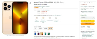 iPhone 13 Pro MAX 512GB Oro Reacondicionado por $12,994 en Amazon