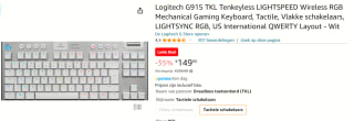 Logitech G915 TKL, GL Clicky, Qwerty US, Wit voor €149,90 bij Amazon
