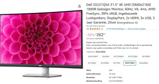 DELL S Series S3221QSA LED display 80 cm voor €262,91 bij Amazon