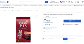 Ração Gran Plus Choice para Gato Adulto de 10,1kg - R$ 109,64