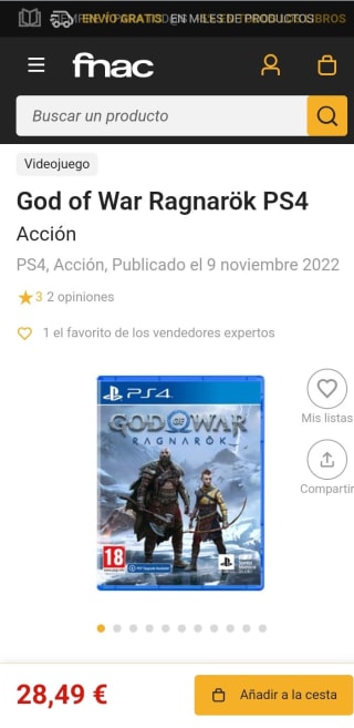 God of War Ragnarok PS4 por 28,49€ (socios)