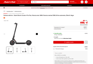 Xiaomi Electric Scooter 4 Pro Plus 960W 60km autonomía 25km/h por 449€