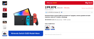 Consola Nintendo Switch Oled por 199,87€ en dos colores
