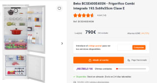 Frigorífico Combi Integrable Beko BCSE400E40SN Clase E 194x69 por 790€