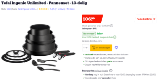 Tefal Ingenio Unlimited Pannenset - Set van 13 voor €106,99 bij Bol.com