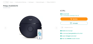 PHILIPS XU2000/10 Robotstofzuiger met dweilfunctie voor €179 bij Art&Craft
