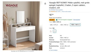 Kaptafel met 2 laden en 3 kleine vakken met spiegel voor €68,63 bij Amazon