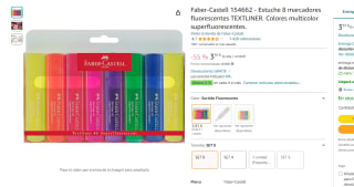 Estuche 8 marcadores fluorescentes Faber-Castell 154662 por 3.91€