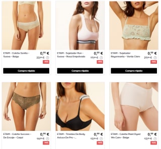 Liquidación 95% descuento + 10€ EXTRA en ropa mujer Etam precios desde solo 0,99€