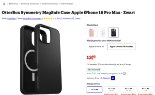 Otterbox Symmetry Apple iPhone 16 Pro Max Back Cover Zwart Met MagSafe voor €13,95 bij Bol