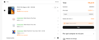 Pack Móvil POCO M6 de 6GB/128GB + Tablet Redmi SE 8.7 + Xiaomi Band 9 + Redmi Buds 6 Play por 176,63€