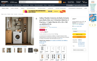 SoBuy mueble columna baño alto cinco estantes dos puertas por 71,96€