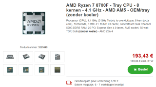 AMD Ryzen 7 8700F processor 4,1 GHz 16 MB L3 voor €193,43 bij Proshop