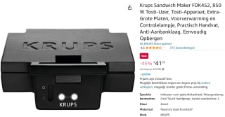 Krups Sandwich Maker FDK452 voor €41,39 bij Amazon.nl
