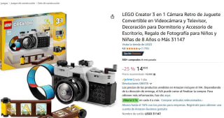 Set LEGO Creator 3 en 1 Cámara Retro de Juguete Convertible en Videocámara Vintage y Televisor por 14,99€
