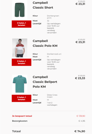 3 halen 1 betalen op geselecteerde items bij Only for Men