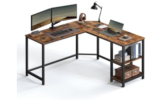 VASAGLE Escritorio Ordenador Esquina en Forma de L 138x138x76cm con 2 Estantes por solo 89,99€