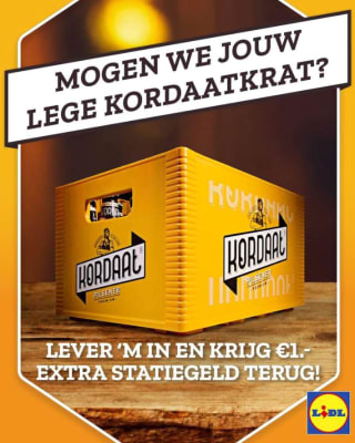 Ontvang €1 extra statiegeld op Kordaat krat bij Lidl