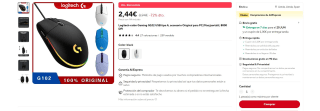 Logitech-ratón Gaming G102 USB tipo A, accesorio Original por 8,94€ (2,44€ usuario nuevo)
