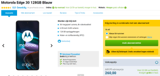 Motorola Edge 30 128GB Blauw voor €260 bij Belsimpel