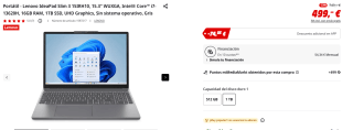 Portátil Lenovo IdeaPad Slim 3 15IRH10, 15.3" WUXGA, Intel Core i7-13620H, 16GB RAM, 1TB SSD, UHD Graphics por 424,15€