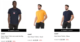 Diverse GANT T-shirts €32,29 dmv code bij Secret sales