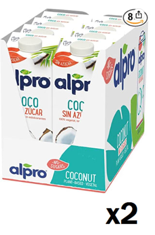 2 Packs de 8 Unidades de 1L de Alpro Bebida Vegetal de Coco sin Azúcar por 26.28€