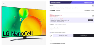 Televisor LG 43NANO766QA 43" LED NanoCell UltraHD 4K HDR10 Pro por 325.69€ (Cuenta Nueva 312.69€)
