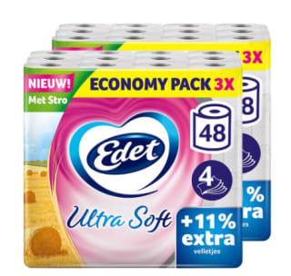 96 Rollen Edet Ultra Soft 4-Laags toiletpapier met stro voor €42,95 bij iBOOD
