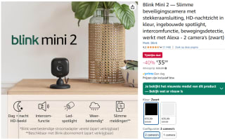 Blink Amazon Mini 2 Camera's (2-pack) voor €35,99 bij Amazon