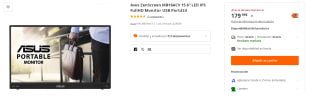 Monitor USB Portátil Asus ZenScreen MB16ACV 15.6" LED IPS FullHD por 179.99€