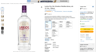 Larios Dry Gin Ginebra Mediterránea por 8,86€