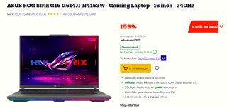 ASUS ROG Strix G16 G614JI-N4153W - Gaming Laptop - 16 inch - 240Hz voor €1599 bij Bol.com