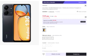 Móvil - Xiaomi Redmi 13C, Navy Blue, 256 GB, 8 GB RAM, 6.74" HD+, 50 MP, MediaTek Helio G85, 5000 mAh, Android por 117.39€ (Cuenta Nueva 105.39€)