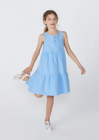 Vestido Infantil, modelo Básico Midi Em Algodão - R$ 39,99