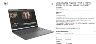 Lenovo Laptop Yoga Pro 7 14IRH8 14,5" I7-13700H 16 GB RAM 512 GB SSD QWERTY Español por 799€