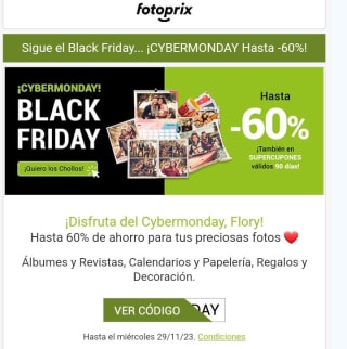 -60% de Descuento Black Friday desde Fotoprix.