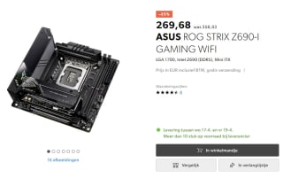 ASUS ROG Strix Z690-I Gaming WiFi moederbord voor €269,68 bij Galaxus