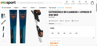 Pack Ski Experience 80 Carbon ,Xpress 11 GW B83 à 334,90 €