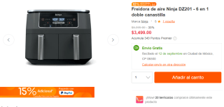 Freidora de Aire Ninja DZ201 a $2,676 en Linio