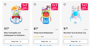 1+1 gratis op alle baby accessoires bij Etos