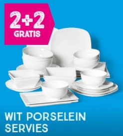 2+2 gratis op wit porselein servies bij Xenos