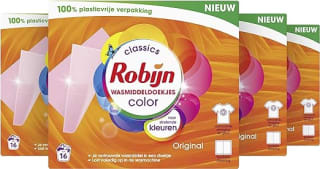 Robijn Classics Color wasmiddeldoekjes 4x 16 doekjes voor €15,03