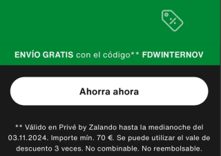 Envio Gratis en compras superiores de 70€ Zalando Prive