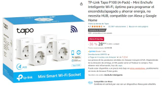 TP-Link Tapo P100 (4-Pack) - Mini Enchufe Inteligente Wi-Fi compatible con Alexa y Google Home por 28,99€