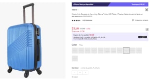 Maleta de Cabina 4 Ruedas de Viaje Semirigida 21.25€ (Cuenta Nueva 12.75€)