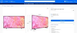 Smart TV Samsung QLED 4K 55" Q60C 2023 por $329.990