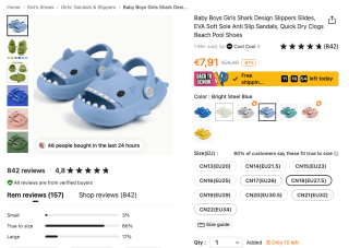 Baby shark slippers voor €7,91 met code